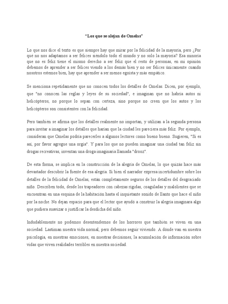 Ensayo-Los Que Se Alejan de Omelas | PDF