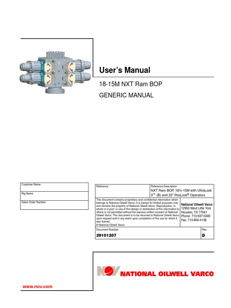 User's Manual: 18-15M NXT Ram BOP Generic Manual | PDF | Mechanical ...