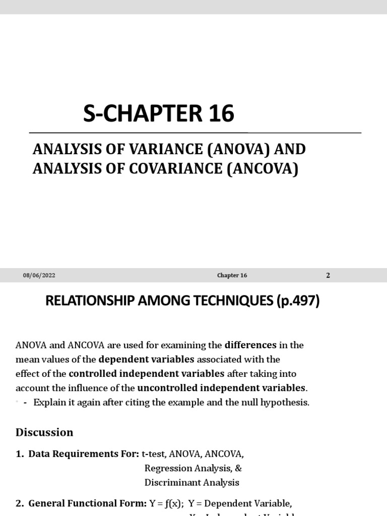 ANOVA and ANCOVA Techniques Explained | PDF | Analysis Of Covariance ...