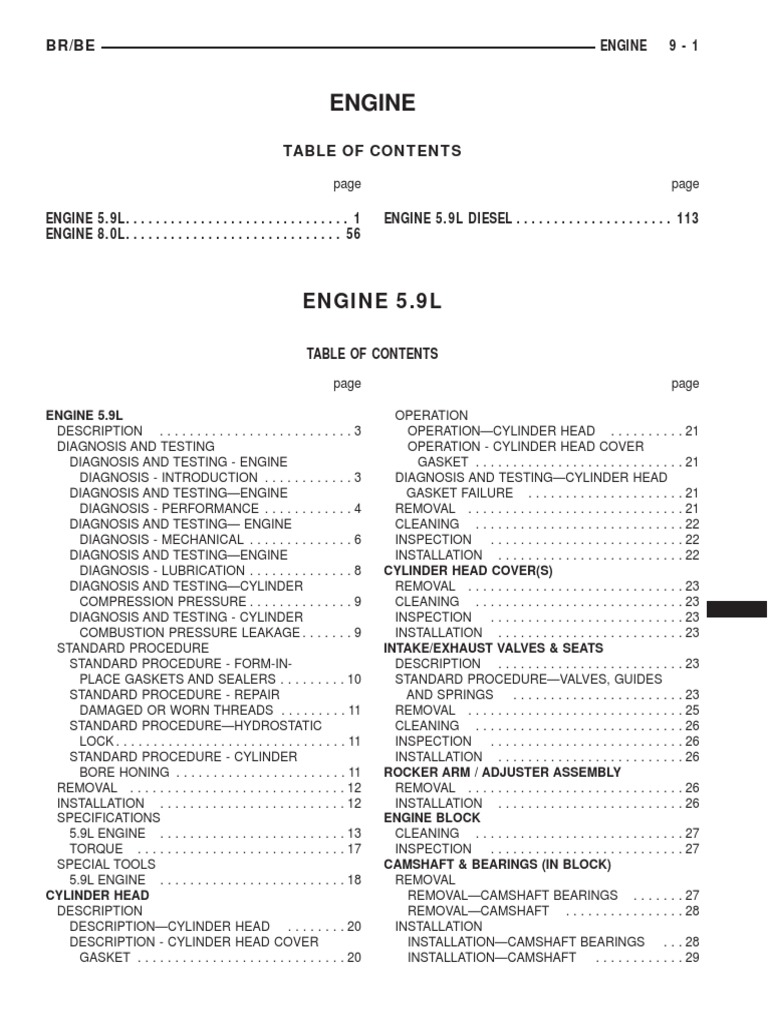 Dodge RAM Truck 2002 Workshop Repair Manual - Engine | PDF