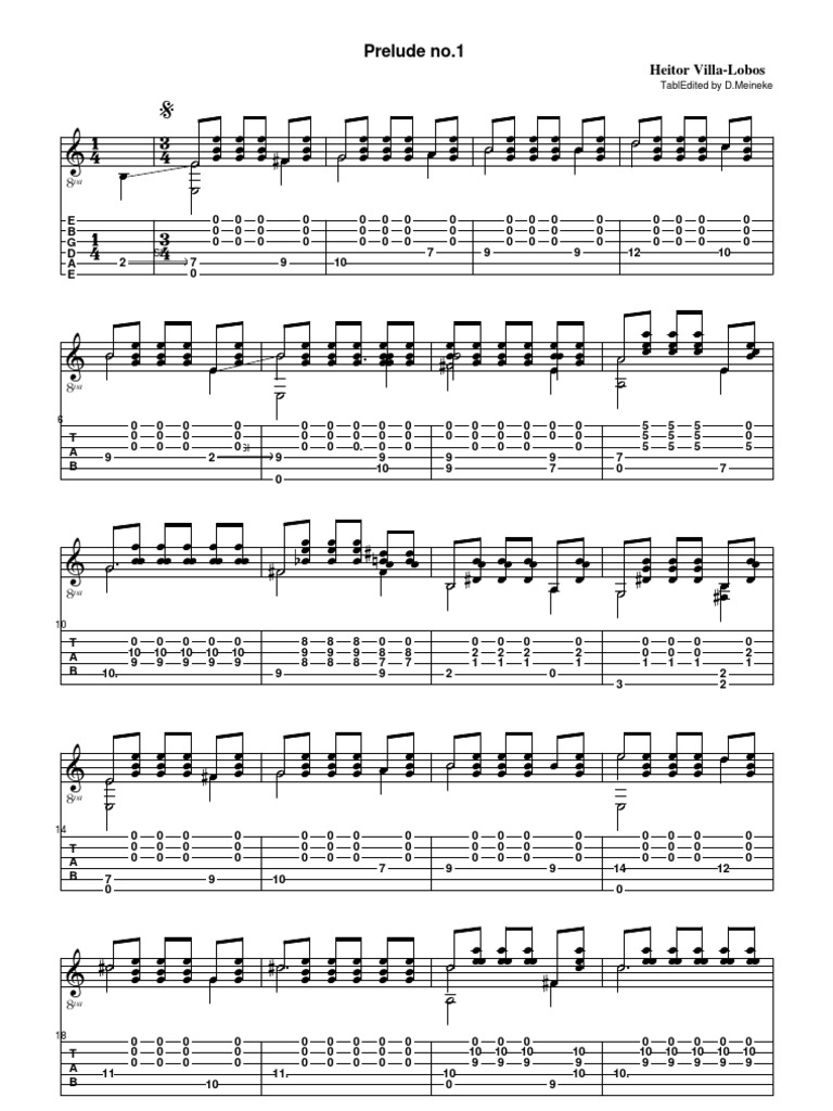 Villa-Lobos Prelude No. 1 Tab | PDF | Composers | Music