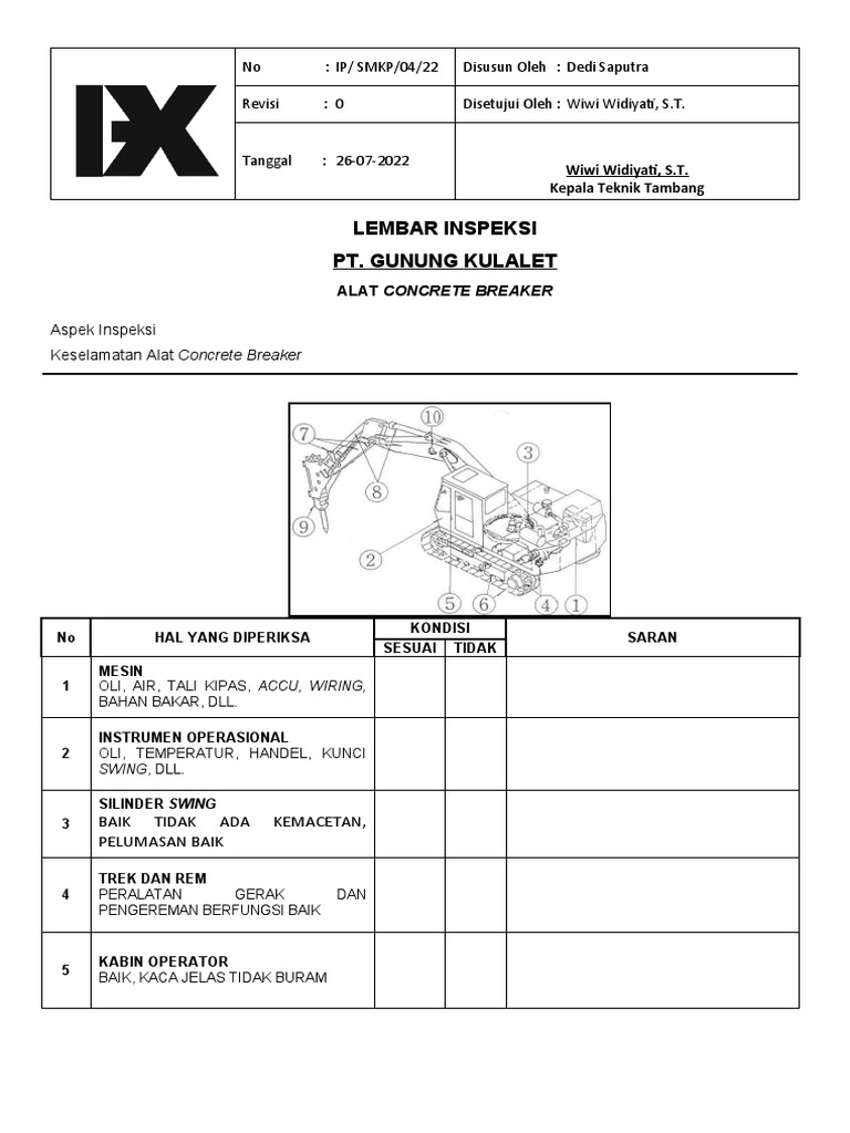 Lembar Inspeksi Concrete Breaker PDF