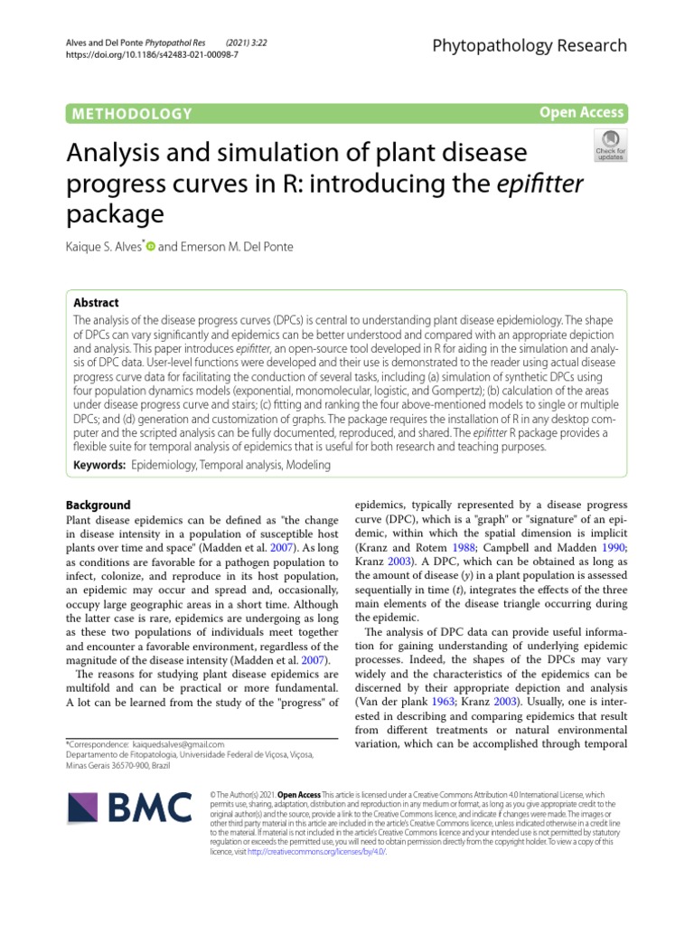 Analysis and Simulation of Plant Disease Progress | PDF | Regression ...
