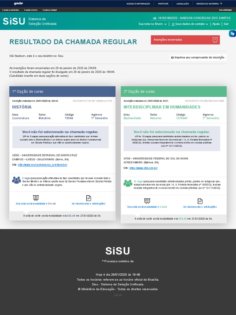 SiSU - Sistema de Seleção Unificada | PDF | Brasil