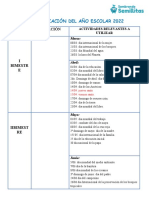 Calendarización Del Año Escolar 2022