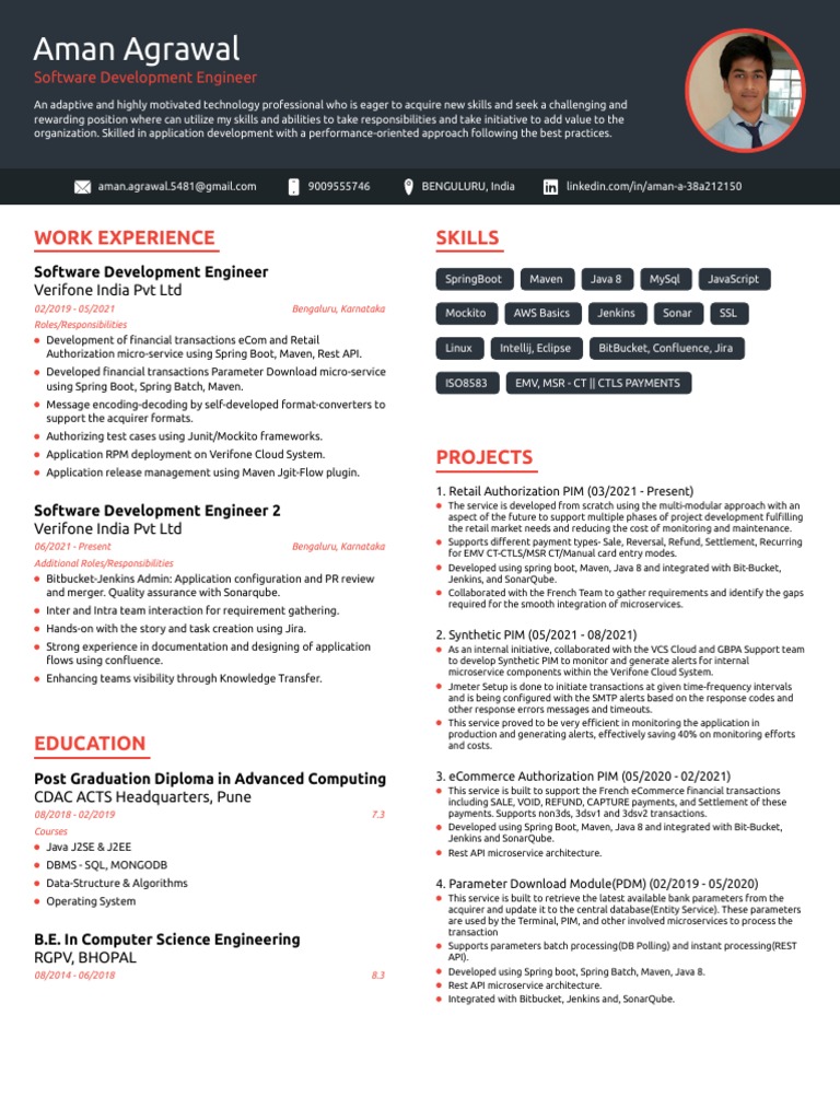 Aman Agrawal: Work Experience Skills | PDF | Databases | Spring Framework