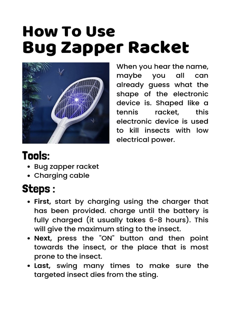 How To Use Bug Zapper Racket PDF