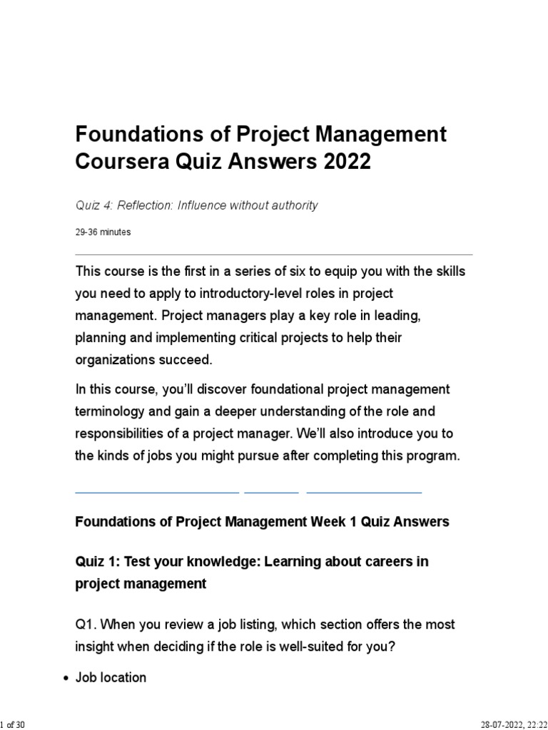 foundations of project management coursera