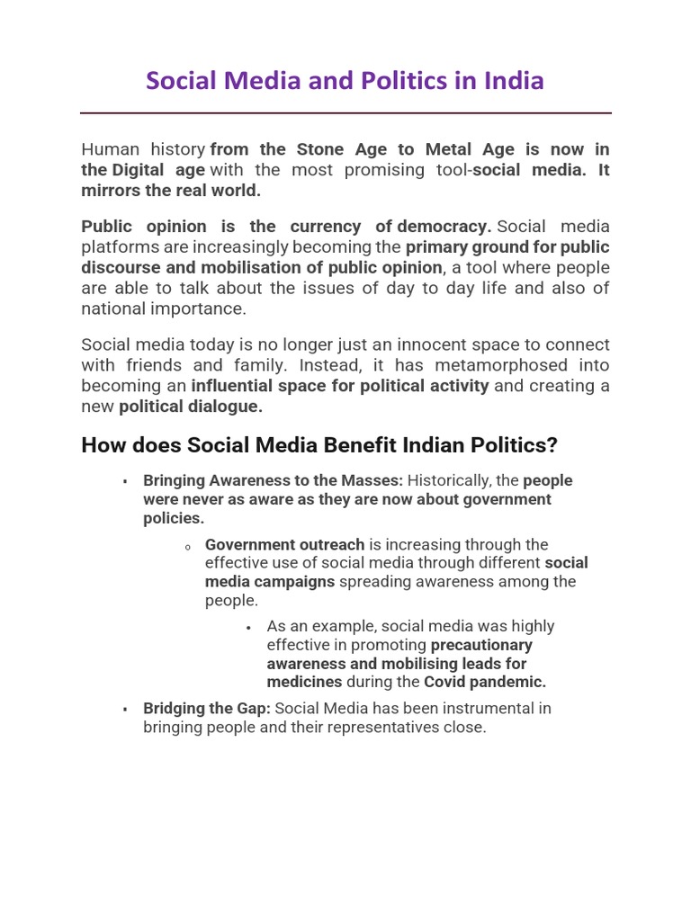 Social Media and Politics in India | PDF | Social Media | Popular ...