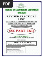 Board of Secondary Education Karachi: Revised Practical List