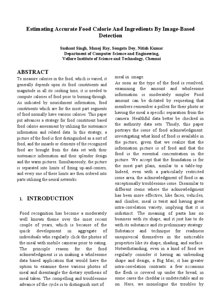 Image-Based Food Calorie Estimation | PDF | Artificial Neural Network ...