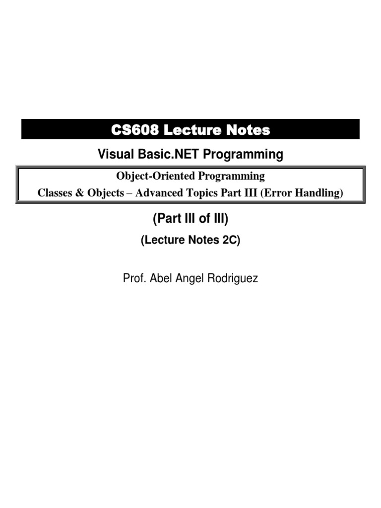 Visual Basic Lecture Note A Z Made Easy | PDF | Class (Computer ...
