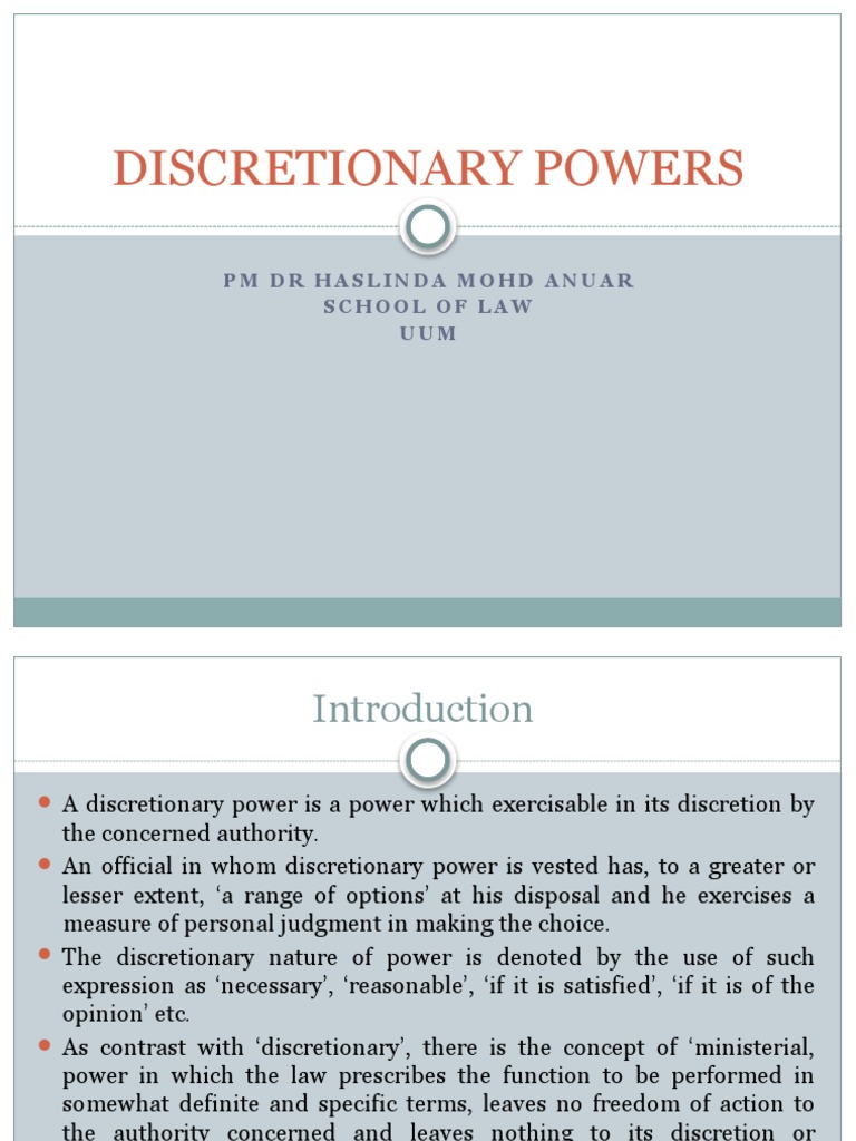 Understanding Discretionary Powers in Law | PDF | Common Law | Public ...