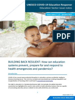 BUILDING BACK RESILIENT: How Can Education Systems Prevent, Prepare For and Respond To Health Emergencies and Pandemics?