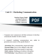 Unit IV: Marketing Communication: Sandeep Kumar Singh, Assistant Professor, Dept. of Commerce, CHRIST University