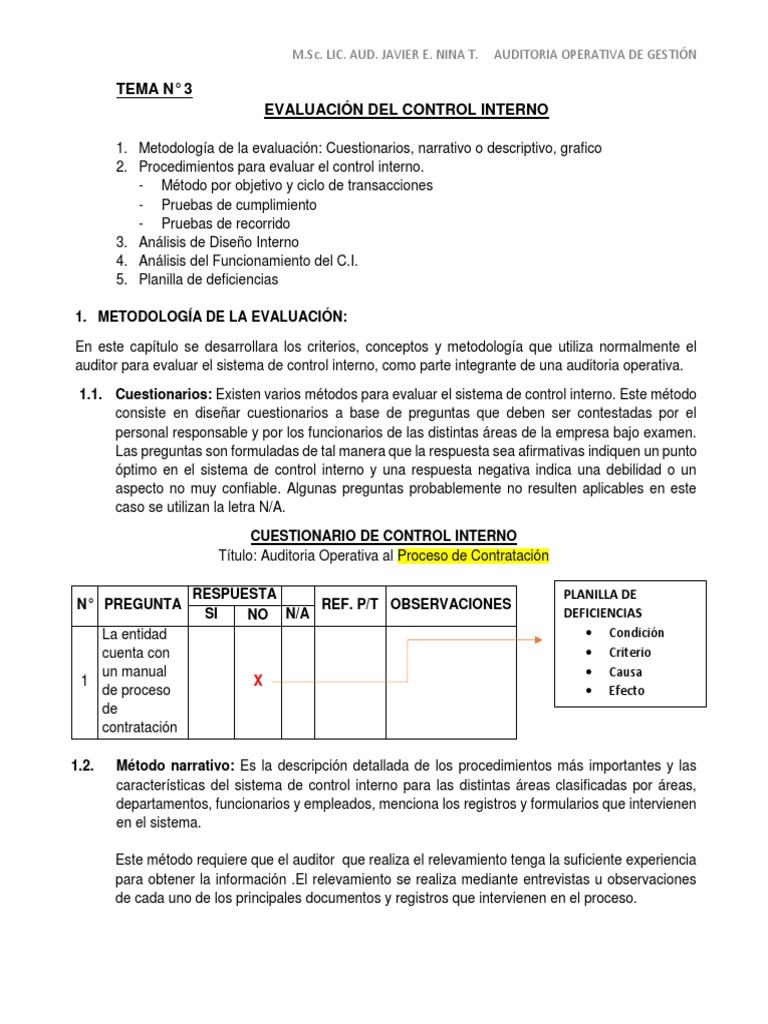 Tema #3 Evaluación Del Control Interno | PDF | Auditoría | Contabilidad