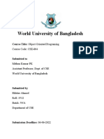 World University of Bangladesh: Course Title: Object Oriented Programing