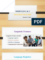 Linguistic Features - Module 3 - Speaking & Writing