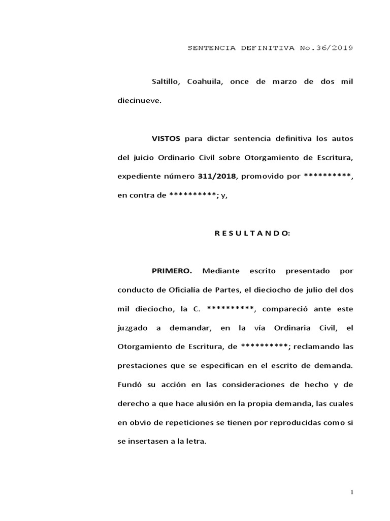 Sentencia Juicio Ordinario Civil | PDF | Sentencia (ley) | Caso de ley