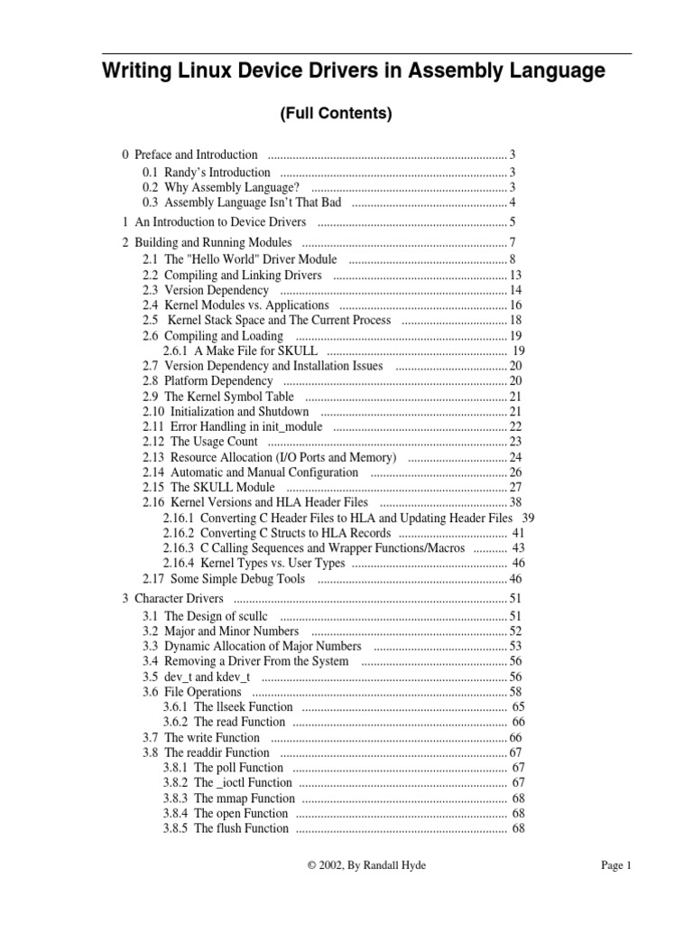 Writing Linux Device Drivers in Assembly Language: (Full Contents ...