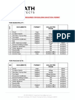 Documents Required For Building Sanction / Permit: For Municipality: N O Documents Format Collected From