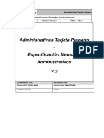 Administrativas Tarjeta Prepago - Especificación Mensajes Administrativos V.2