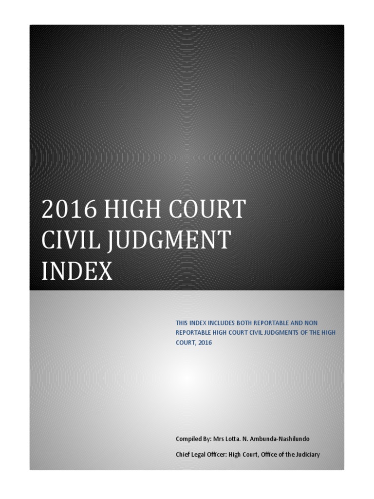 2016 Unreported High Court Civil Judgment Index | PDF | Administrative ...
