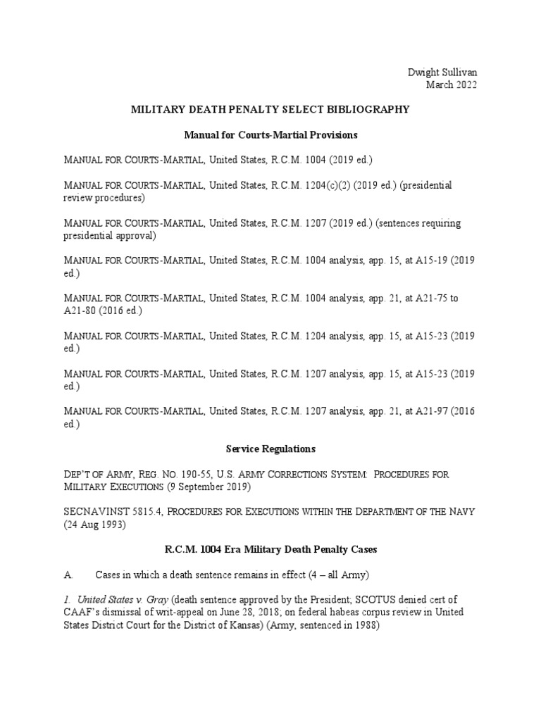Military Death Penalty Guide | PDF | United States Court Of Appeals For ...