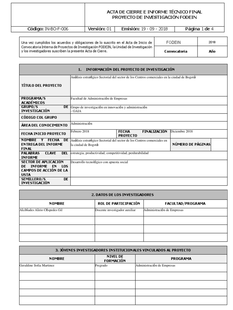 Acta de Cierre | PDF