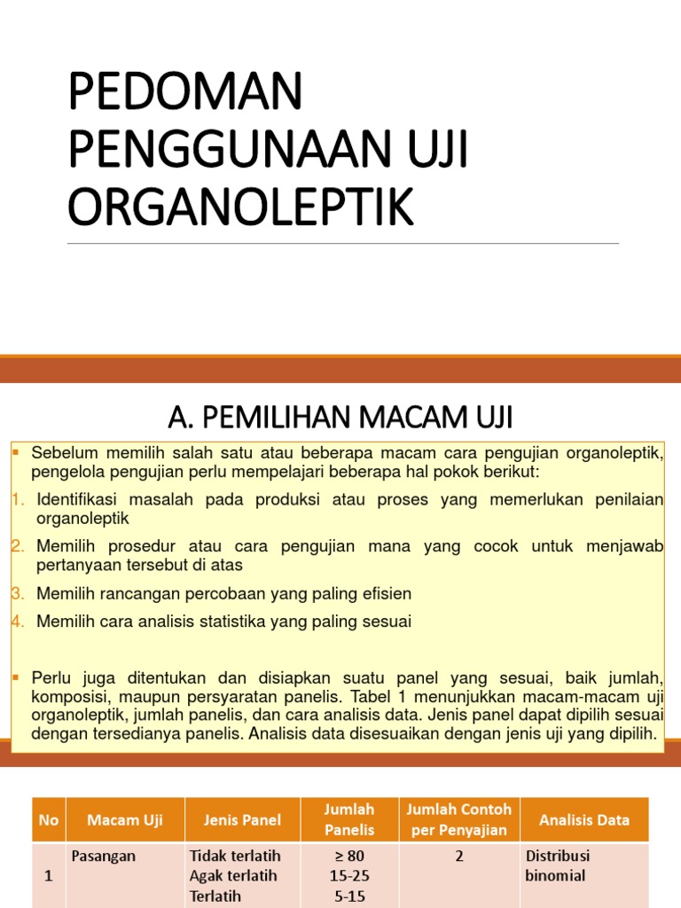 Pedoman Uji Organoleptik Efektif | PDF