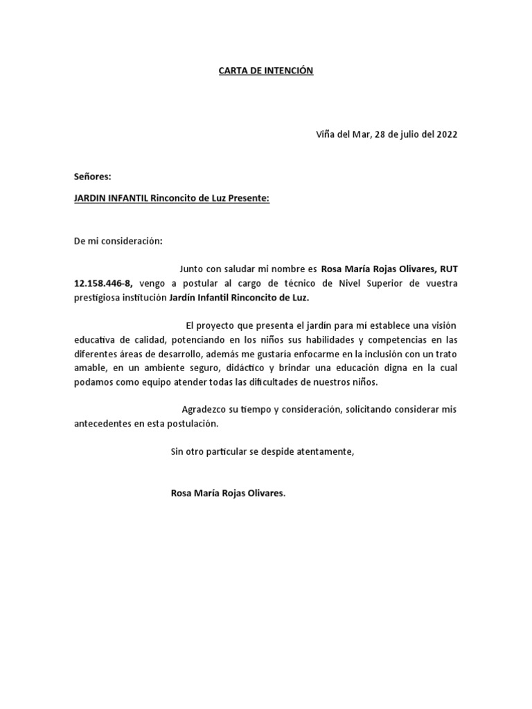 Carta de Intención PDF