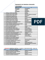 Lista de Grupos Primera Comunión