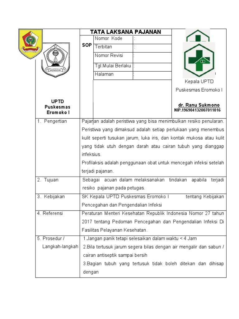 SOP Tata Laksana Pajanan 2022 | PDF