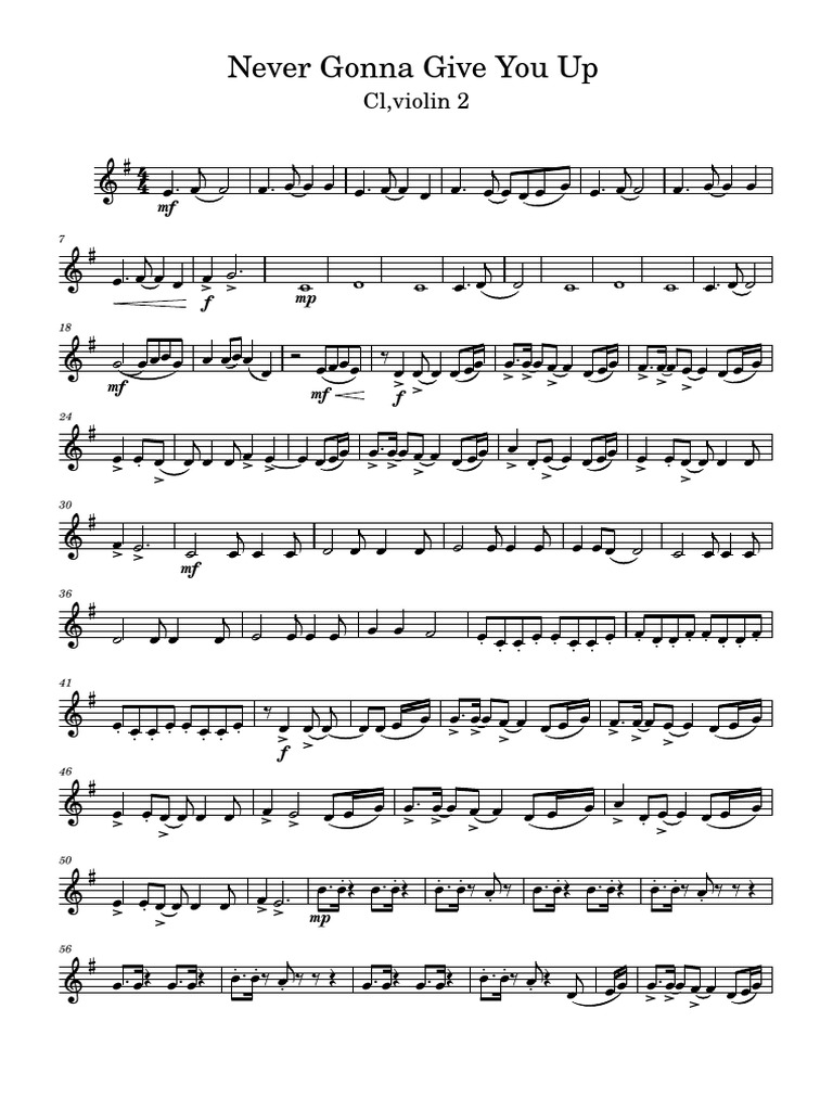 Never Gonna Give You Up Sheet Music | PDF