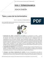 Tipos y Usos de Los Termometros - FISICA DE FLUIDOS Y TERMODINAMICA