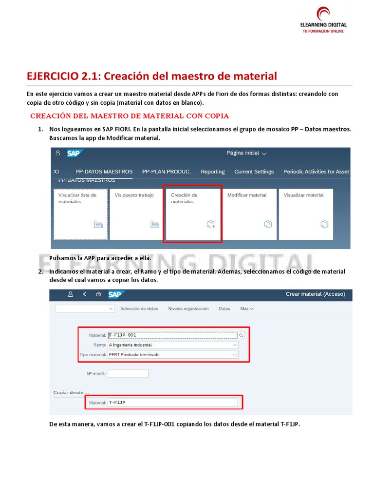 Ejercicio 2 1 Creación Del Maestro De Material Pdf Informática