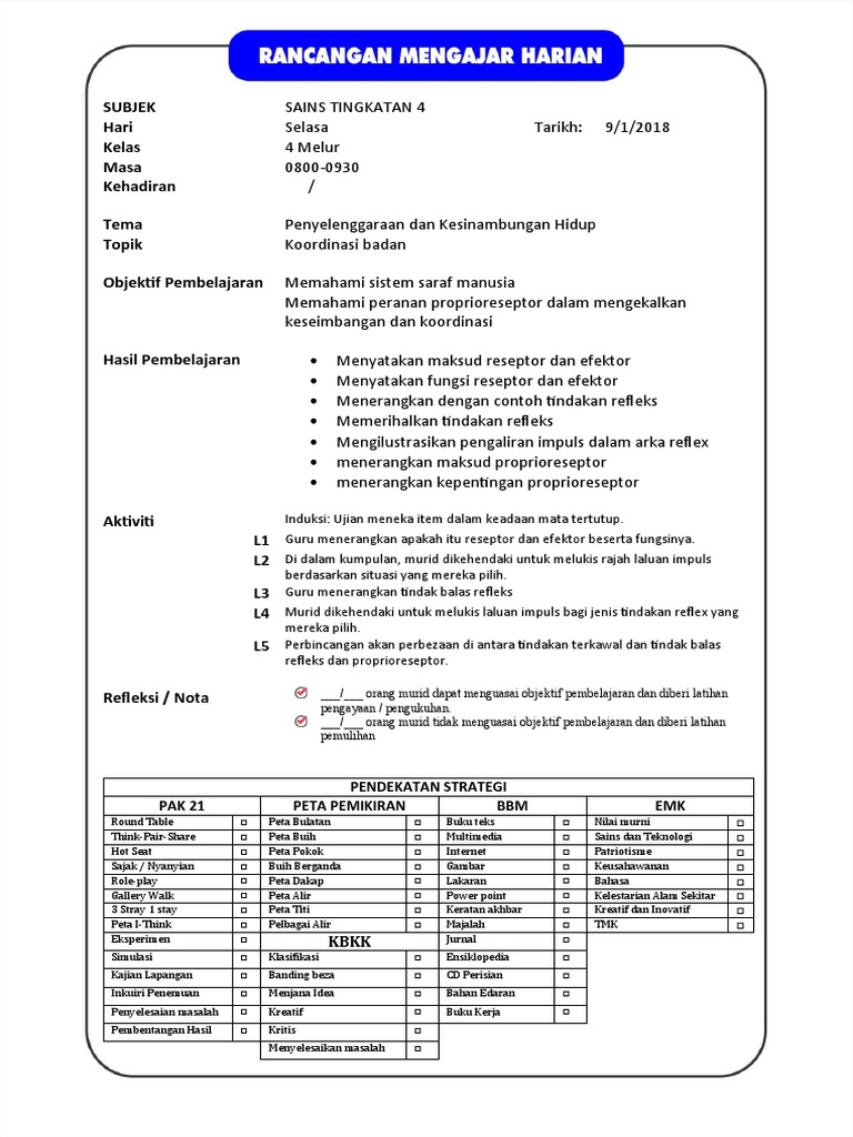 Peranan Reseptor dan Proprioreseptor | PDF