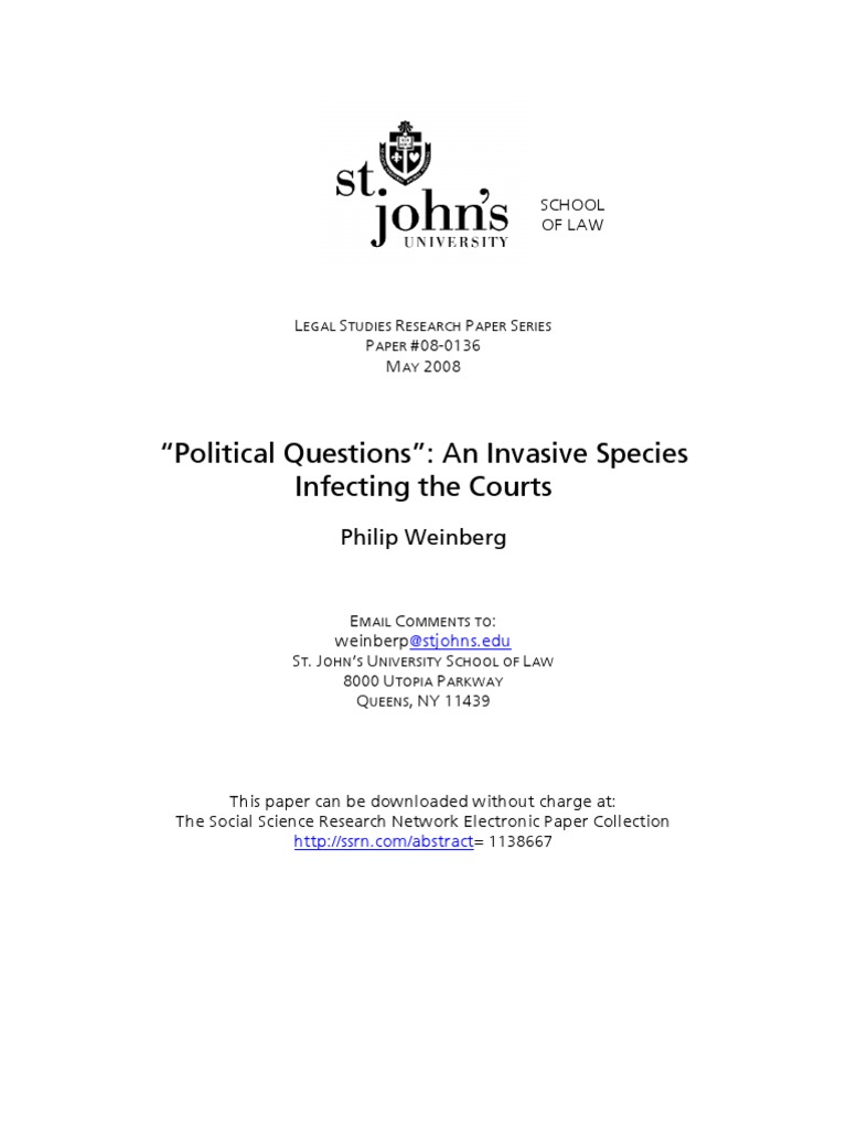 "Political Questions" An Invasive Species Infecting The Courts