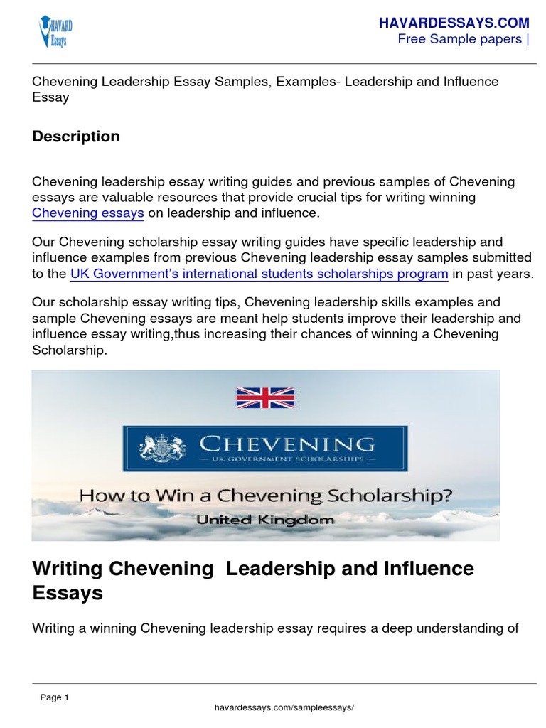 leadership essay example for chevening scholarship