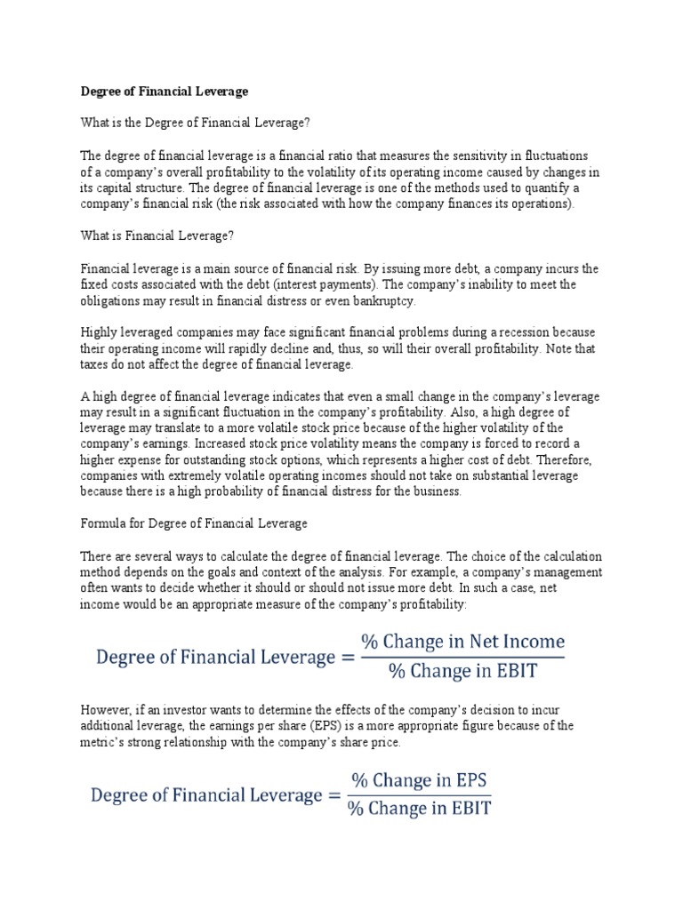Understanding Degree of Financial Leverage | PDF | Leverage (Finance ...