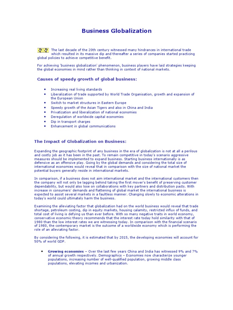 Business Globalization | PDF | Economic Growth | Globalization