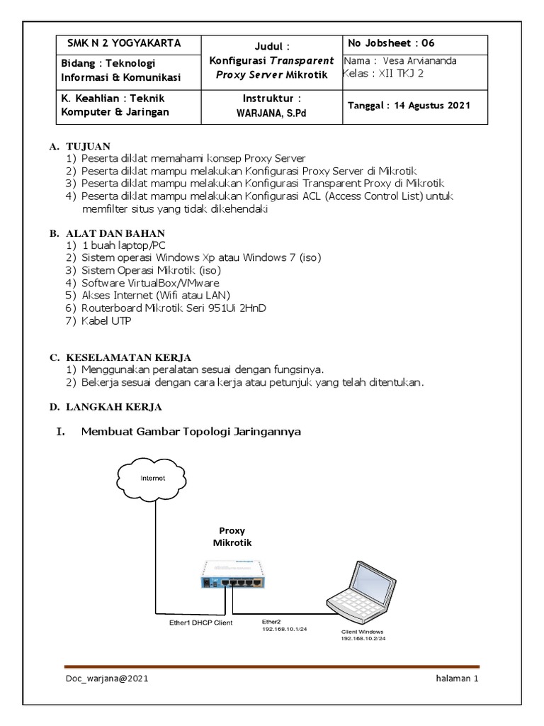 Konfigurasi Proxy Server Mikrotik | PDF | Komputer