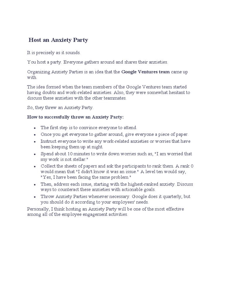 How to Host an Anxiety Party | PDF | Self-Improvement