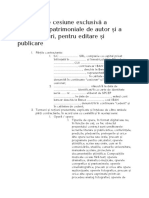 Contract de Cesiune Exclusivă A Drepturilor Patrimoniale de Autor Și A Altor Drepturi, Pentru Editare Și Publicare