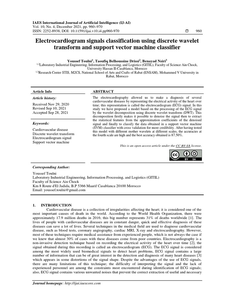 ECG Signal Classification Using DWT and SVM | PDF | Wavelet ...