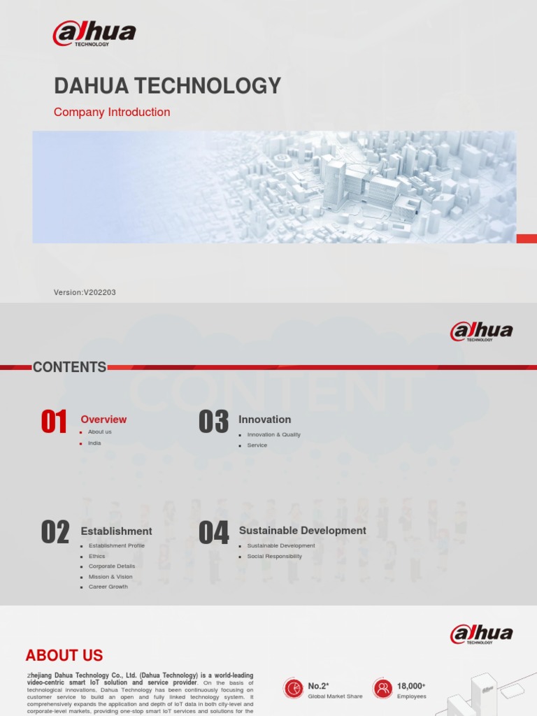 Dahua Company Introduction Pdf Internet Of Things Corporate