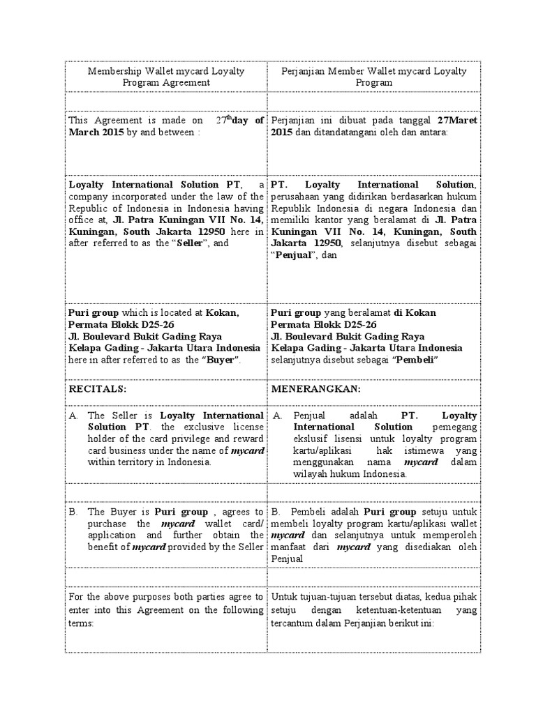 Contract Member Wallet Puri Group 2 | PDF