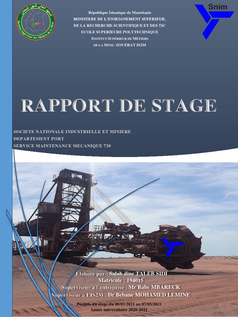 Rapport de Stage à la SNIM | PDF | Ingénierie mécanique | Biens ...