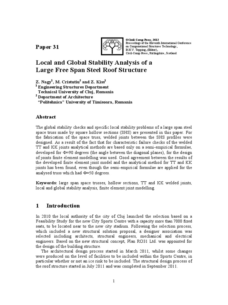 Local and Global Stability Analysis of A | PDF | Truss | Buckling