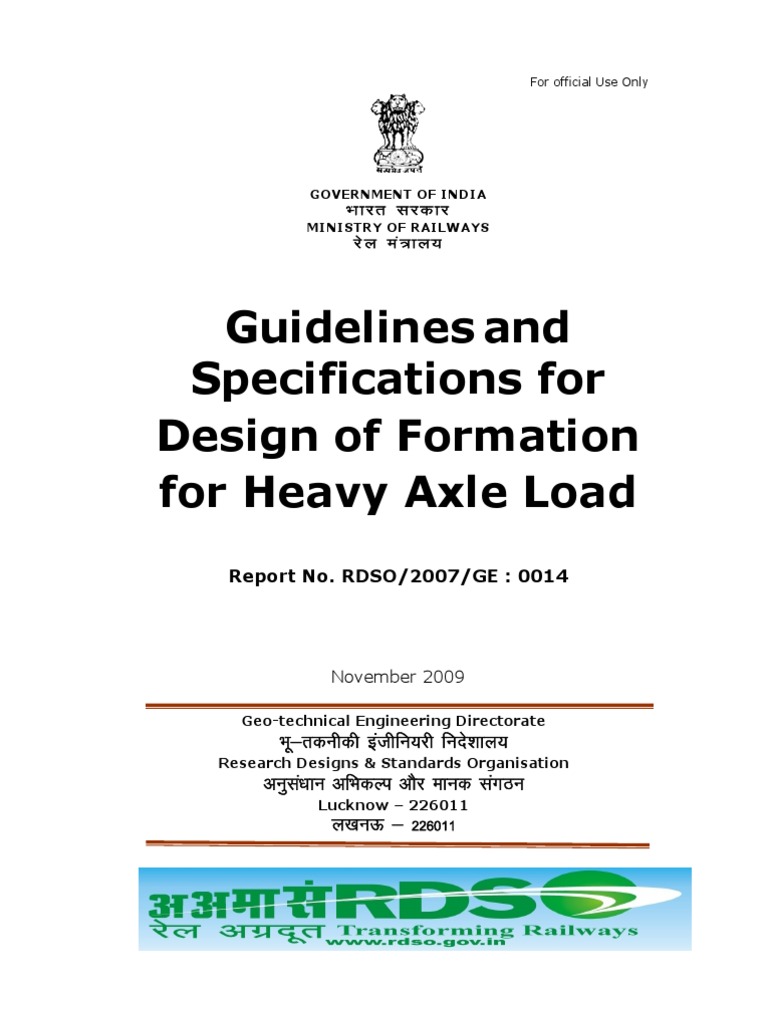RDSO Guidelines for Heavy Axle Load Formation | PDF | Track (Rail ...